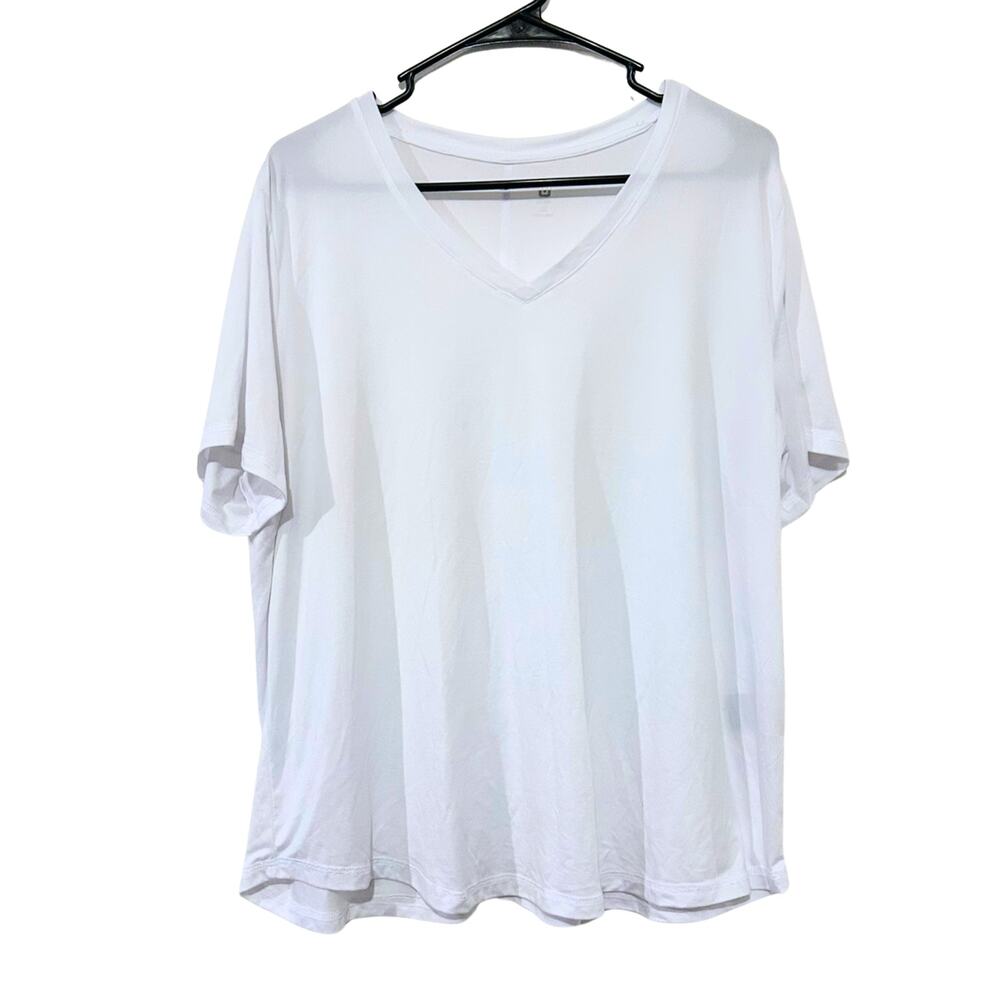 Ideology White V-Neck Active Tee 1X | Plus Size Athleisure Workout T-Shirt
